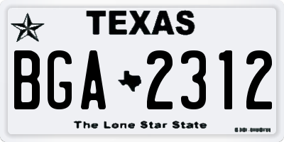 TX license plate BGA2312