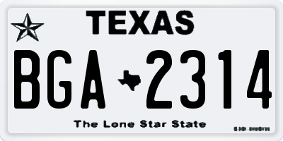 TX license plate BGA2314