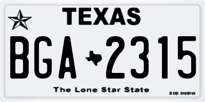 TX license plate BGA2315