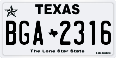 TX license plate BGA2316