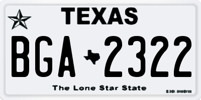 TX license plate BGA2322