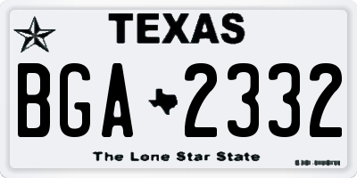 TX license plate BGA2332