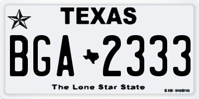 TX license plate BGA2333