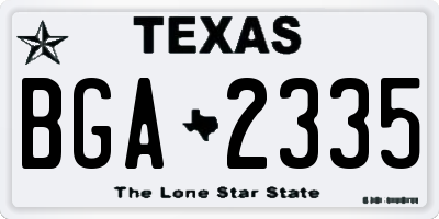 TX license plate BGA2335