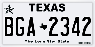TX license plate BGA2342