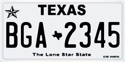 TX license plate BGA2345