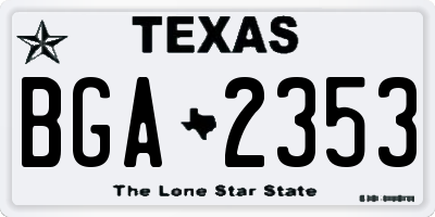TX license plate BGA2353
