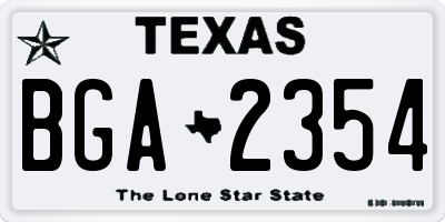 TX license plate BGA2354