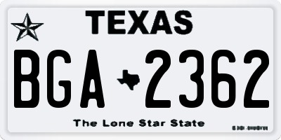 TX license plate BGA2362