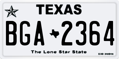 TX license plate BGA2364