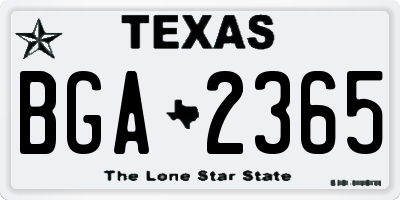 TX license plate BGA2365