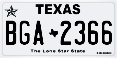 TX license plate BGA2366