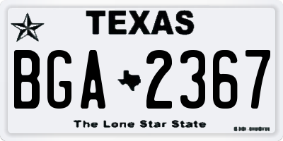 TX license plate BGA2367