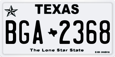 TX license plate BGA2368