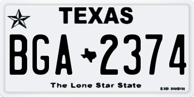TX license plate BGA2374