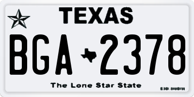 TX license plate BGA2378