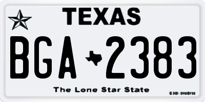 TX license plate BGA2383