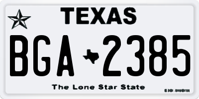 TX license plate BGA2385