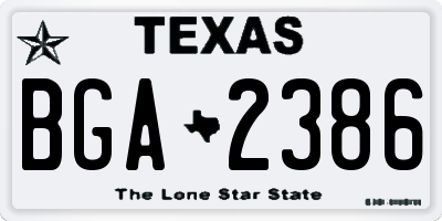 TX license plate BGA2386