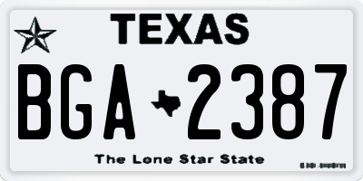 TX license plate BGA2387