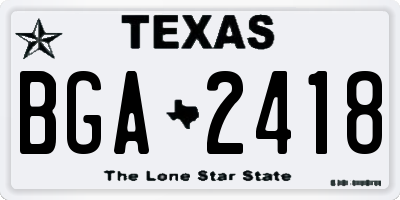 TX license plate BGA2418