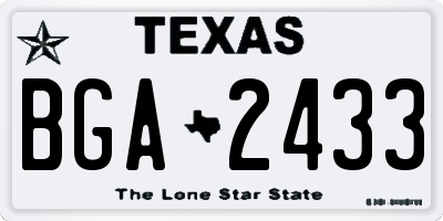 TX license plate BGA2433
