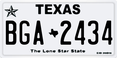 TX license plate BGA2434