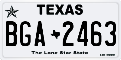 TX license plate BGA2463