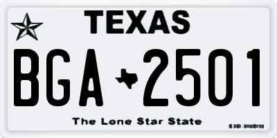 TX license plate BGA2501