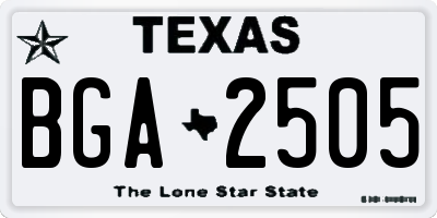 TX license plate BGA2505