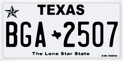 TX license plate BGA2507