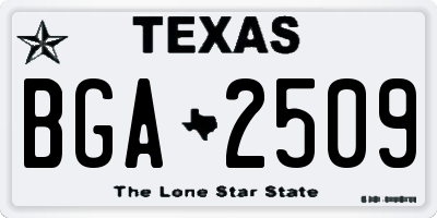 TX license plate BGA2509