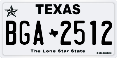 TX license plate BGA2512