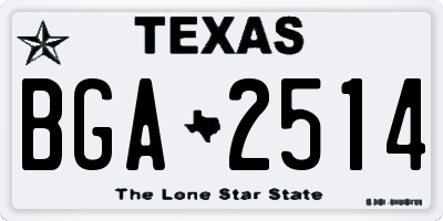 TX license plate BGA2514