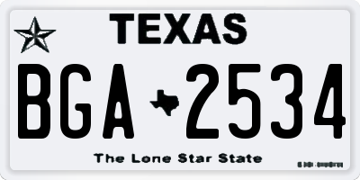 TX license plate BGA2534