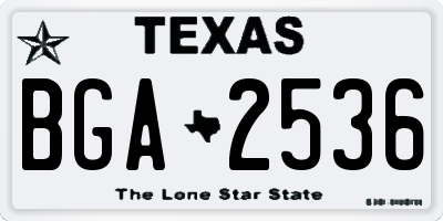 TX license plate BGA2536