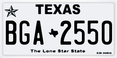TX license plate BGA2550