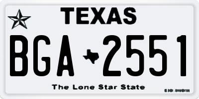 TX license plate BGA2551