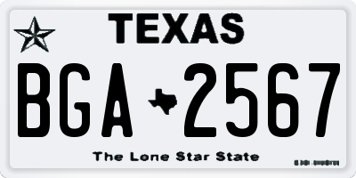 TX license plate BGA2567