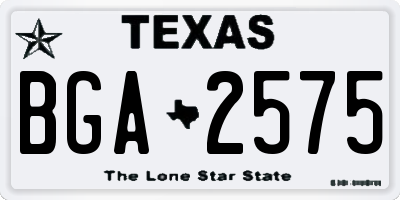 TX license plate BGA2575