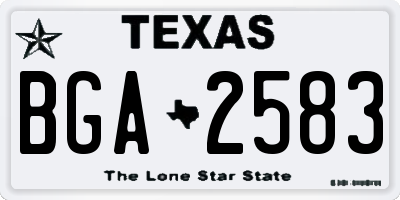 TX license plate BGA2583