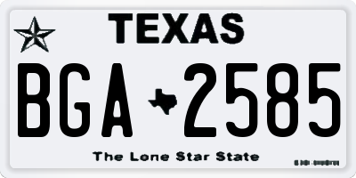 TX license plate BGA2585
