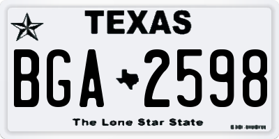 TX license plate BGA2598