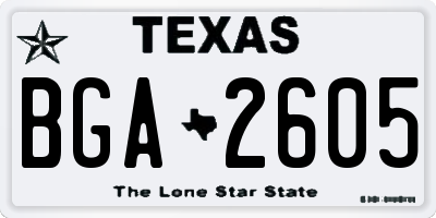 TX license plate BGA2605