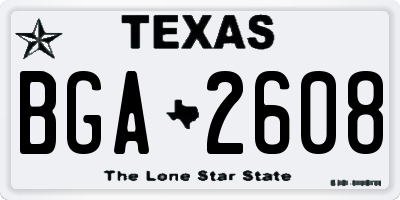TX license plate BGA2608
