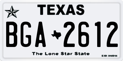 TX license plate BGA2612