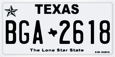 TX license plate BGA2618
