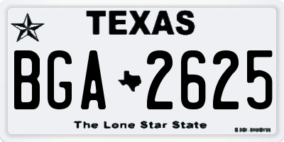 TX license plate BGA2625