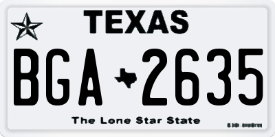 TX license plate BGA2635