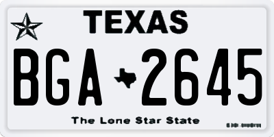 TX license plate BGA2645